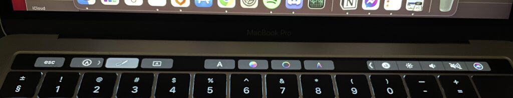 macbooks touch bar used for photo editing